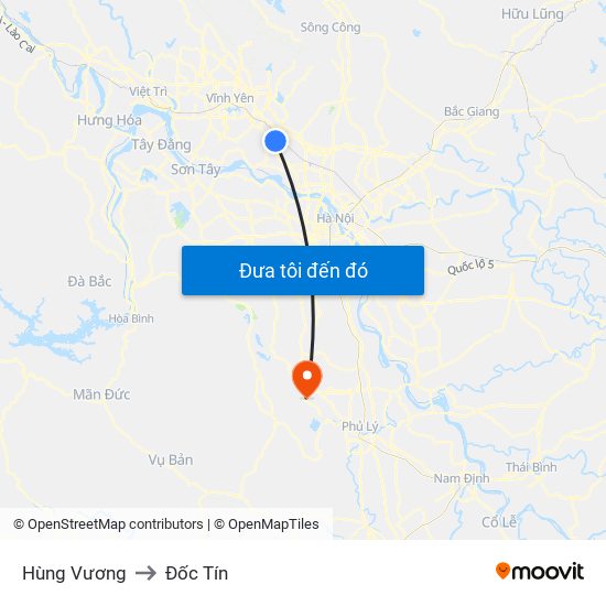 Hùng Vương to Đốc Tín map