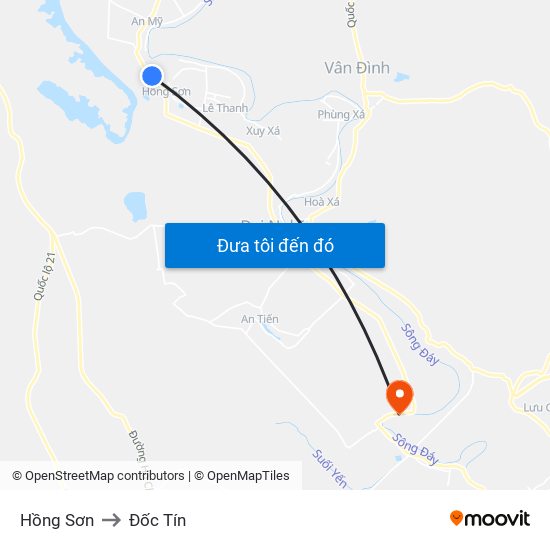 Hồng Sơn to Đốc Tín map