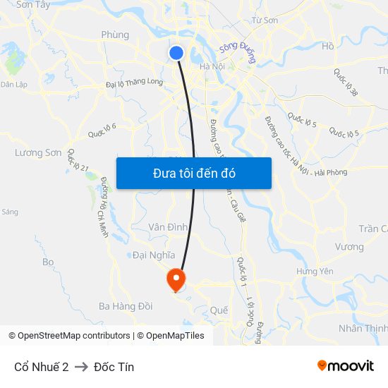 Cổ Nhuế 2 to Đốc Tín map