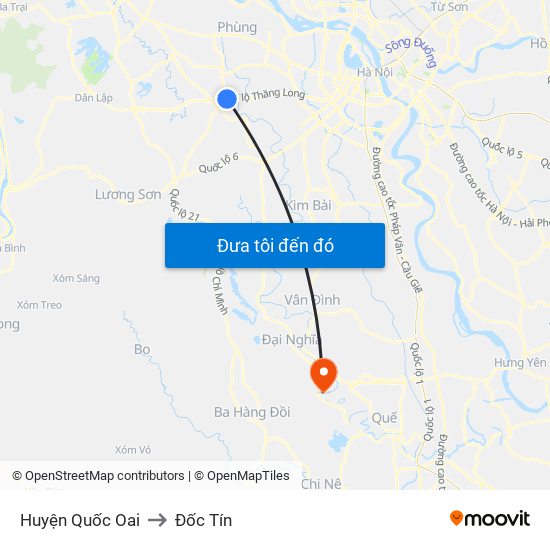 Huyện Quốc Oai to Đốc Tín map