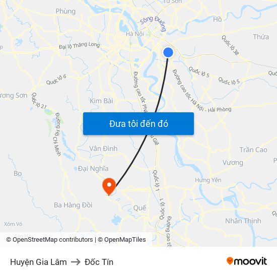 Huyện Gia Lâm to Đốc Tín map