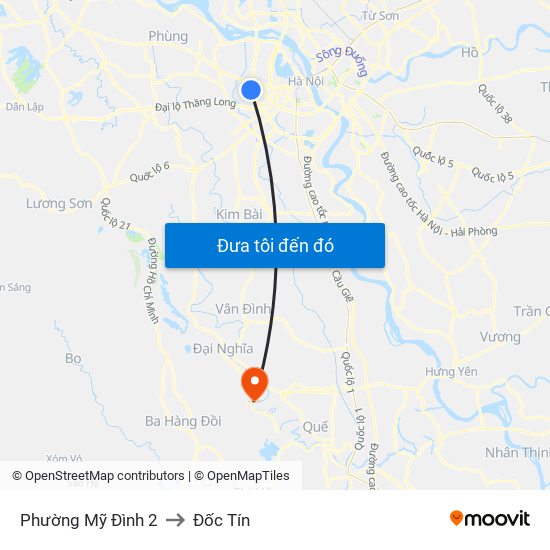 Phường Mỹ Đình 2 to Đốc Tín map