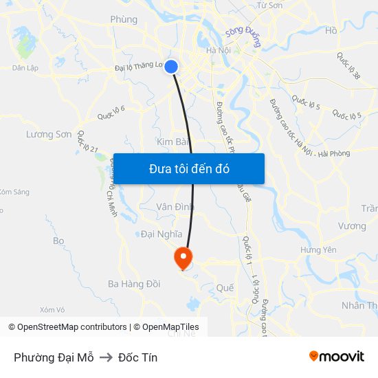 Phường Đại Mỗ to Đốc Tín map