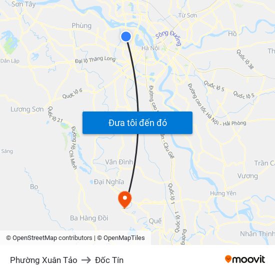 Phường Xuân Tảo to Đốc Tín map