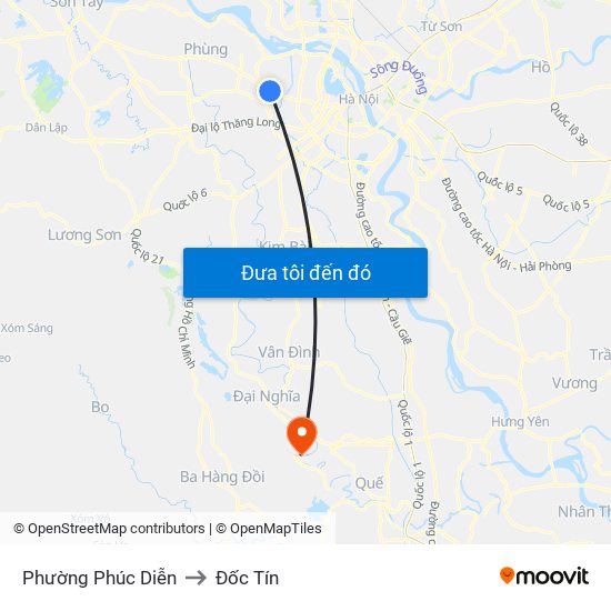 Phường Phúc Diễn to Đốc Tín map