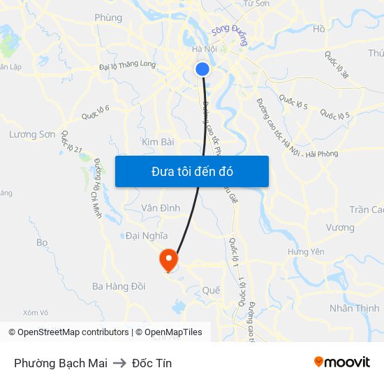 Phường Bạch Mai to Đốc Tín map