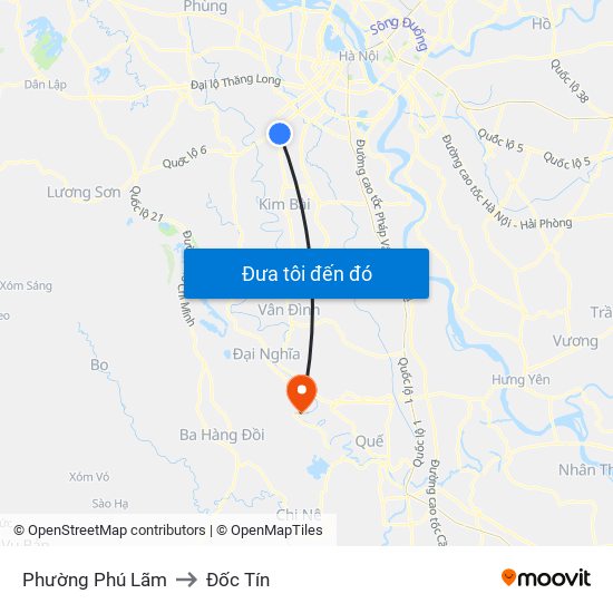 Phường Phú Lãm to Đốc Tín map