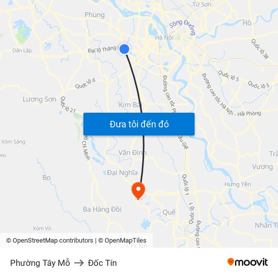 Phường Tây Mỗ to Đốc Tín map