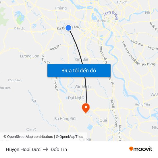 Huyện Hoài Đức to Đốc Tín map