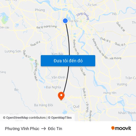 Phường Vĩnh Phúc to Đốc Tín map