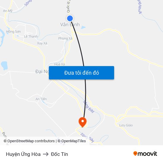 Huyện Ứng Hòa to Đốc Tín map