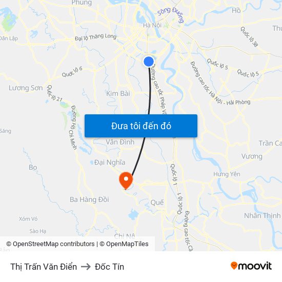 Thị Trấn Văn Điển to Đốc Tín map