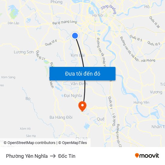 Phường Yên Nghĩa to Đốc Tín map