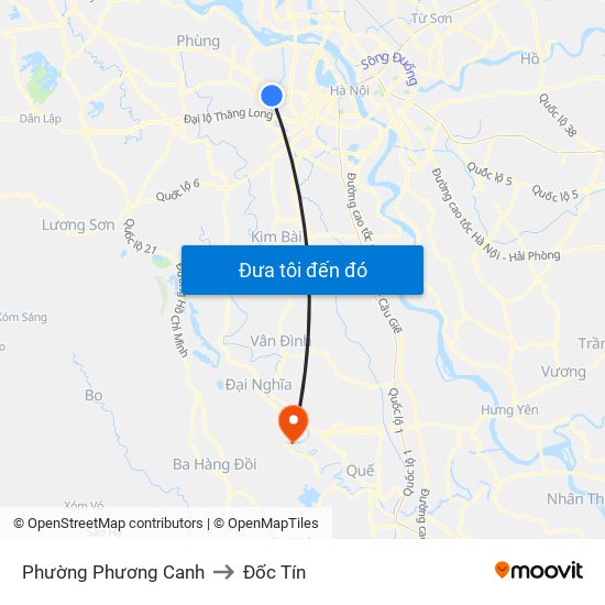 Phường Phương Canh to Đốc Tín map