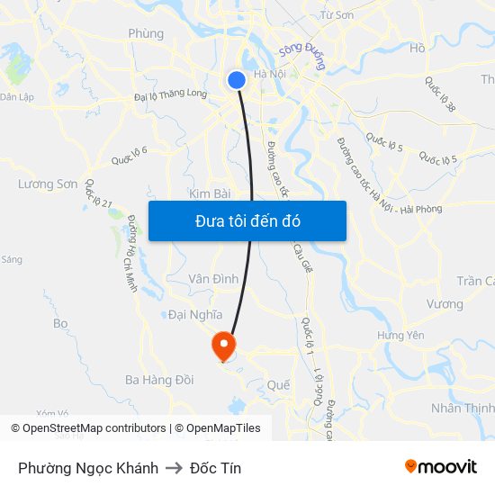 Phường Ngọc Khánh to Đốc Tín map