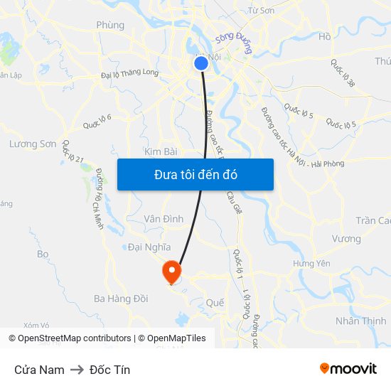 Cửa Nam to Đốc Tín map