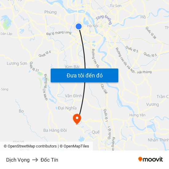 Dịch Vọng to Đốc Tín map