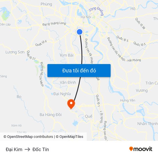Đại Kim to Đốc Tín map