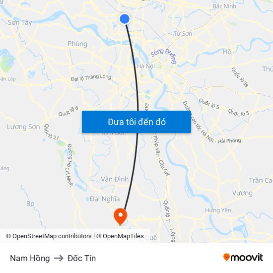 Nam Hồng to Đốc Tín map