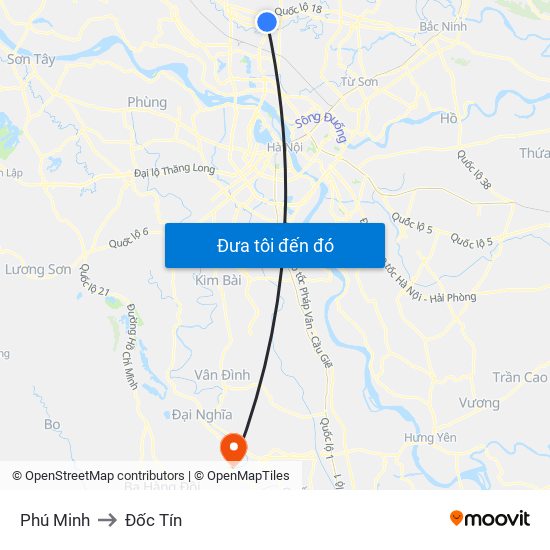 Phú Minh to Đốc Tín map