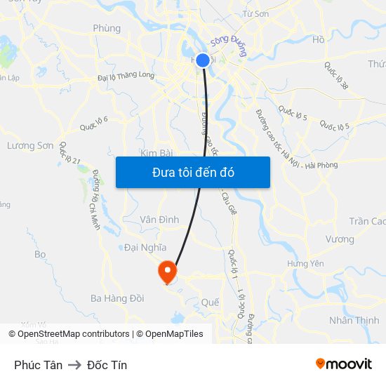 Phúc Tân to Đốc Tín map