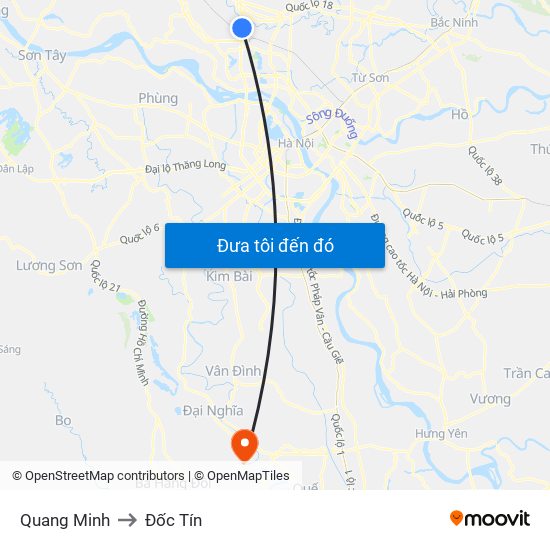 Quang Minh to Đốc Tín map