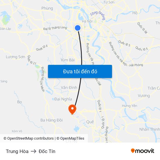 Trung Hòa to Đốc Tín map