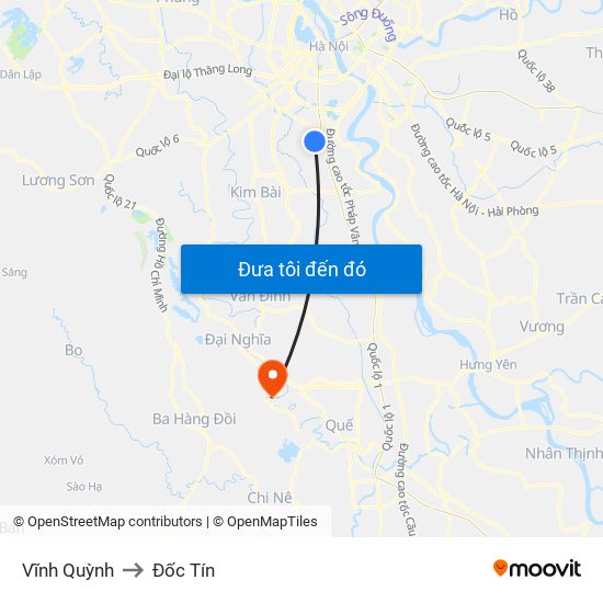 Vĩnh Quỳnh to Đốc Tín map