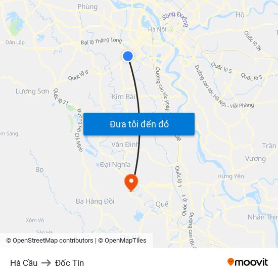 Hà Cầu to Đốc Tín map