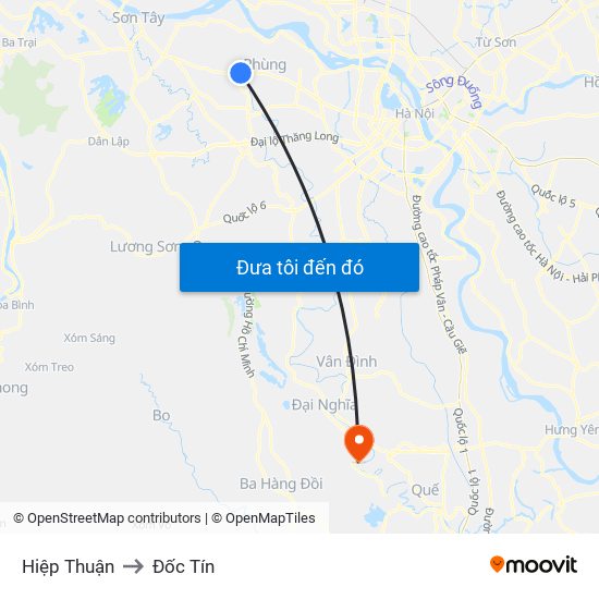 Hiệp Thuận to Đốc Tín map