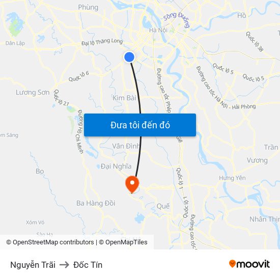 Nguyễn Trãi to Đốc Tín map