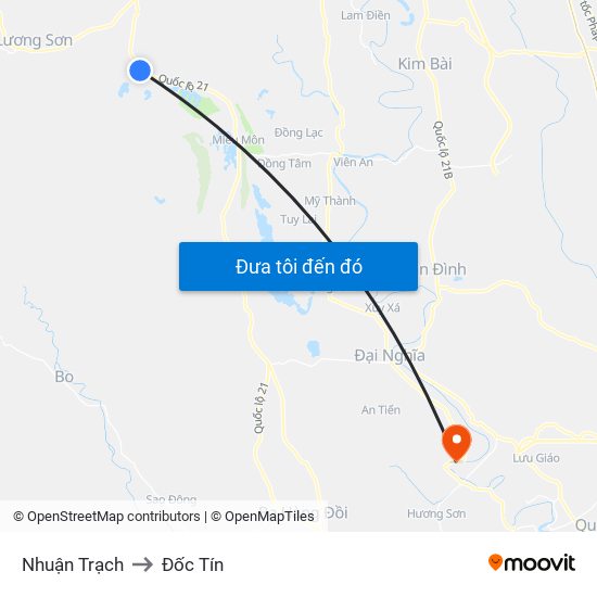 Nhuận Trạch to Đốc Tín map