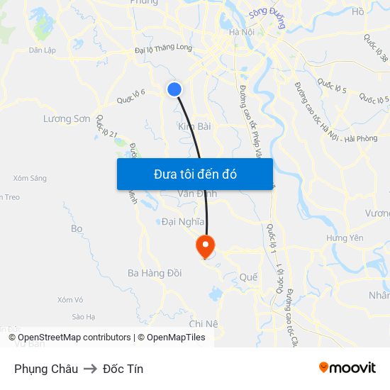 Phụng Châu to Đốc Tín map