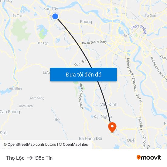 Thọ Lộc to Đốc Tín map