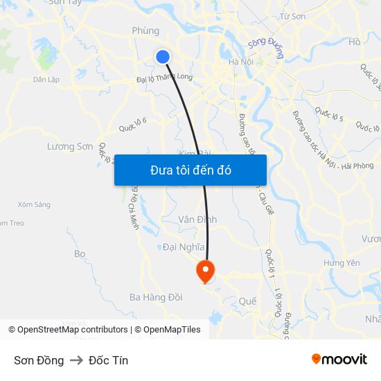 Sơn Đồng to Đốc Tín map