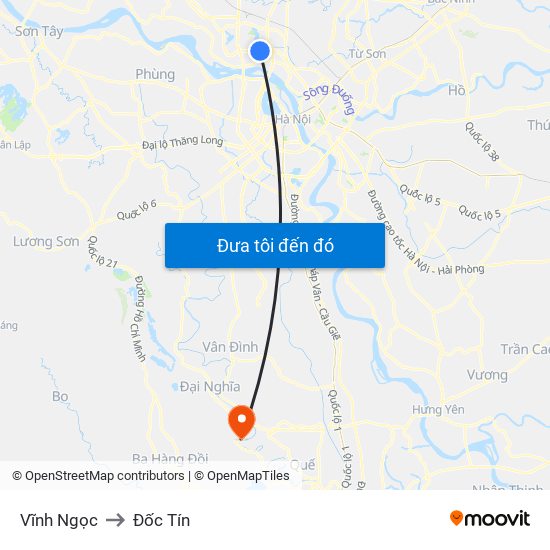 Vĩnh Ngọc to Đốc Tín map