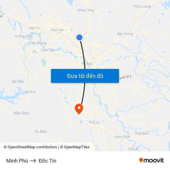Minh Phú to Đốc Tín map