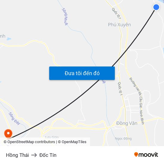 Hồng Thái to Đốc Tín map