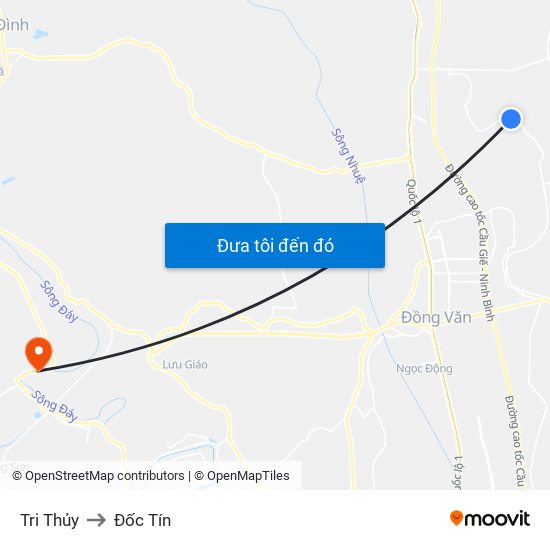 Tri Thủy to Đốc Tín map