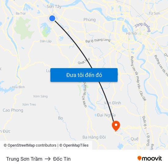 Trung Sơn Trầm to Đốc Tín map