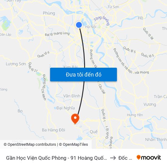 Gần Học Viện Quốc Phòng - 91 Hoàng Quốc Việt to Đốc Tín map