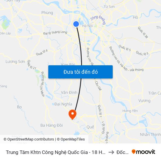 Trung Tâm Khtn Công Nghệ Quốc Gia - 18 Hoàng Quốc Việt to Đốc Tín map