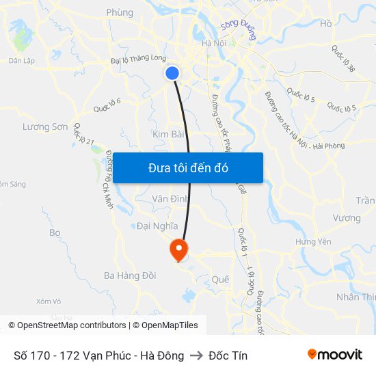 Số 170 - 172 Vạn Phúc - Hà Đông to Đốc Tín map