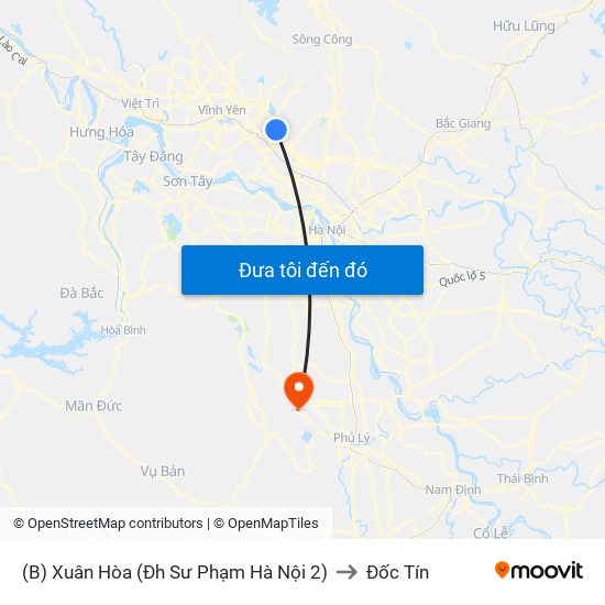 (B) Xuân Hòa (Đh Sư Phạm Hà Nội 2) to Đốc Tín map