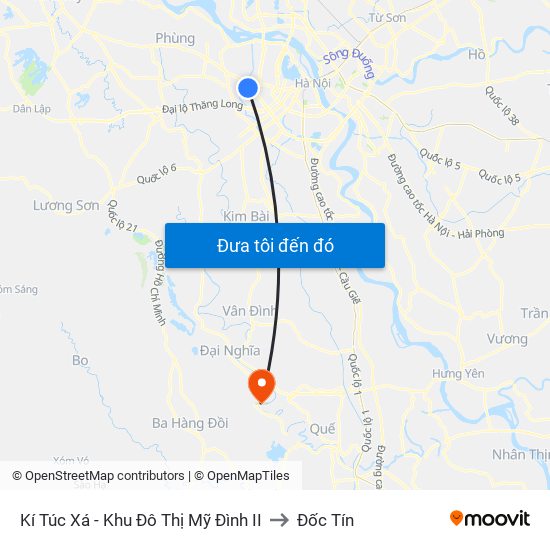 Kí Túc Xá - Khu Đô Thị Mỹ Đình II to Đốc Tín map