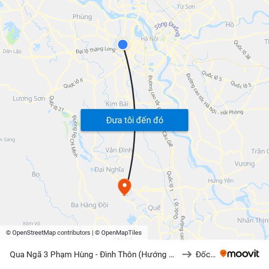 Qua Ngã 3 Phạm Hùng - Đình Thôn (Hướng Đi Phạm Văn Đồng) to Đốc Tín map