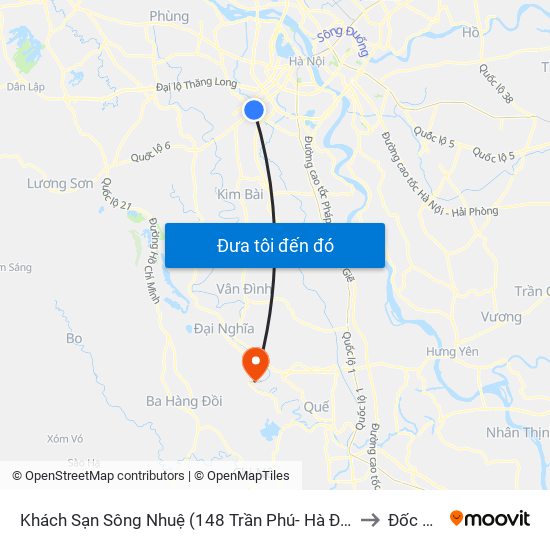 Khách Sạn Sông Nhuệ (148 Trần Phú- Hà Đông) to Đốc Tín map