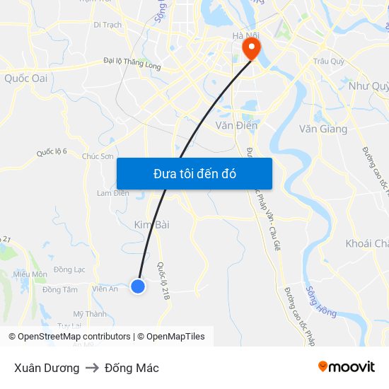 Xuân Dương to Đống Mác map