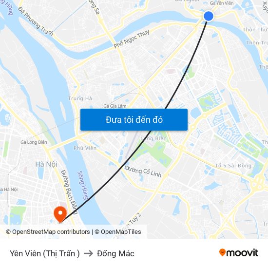 Yên Viên (Thị Trấn ) to Đống Mác map