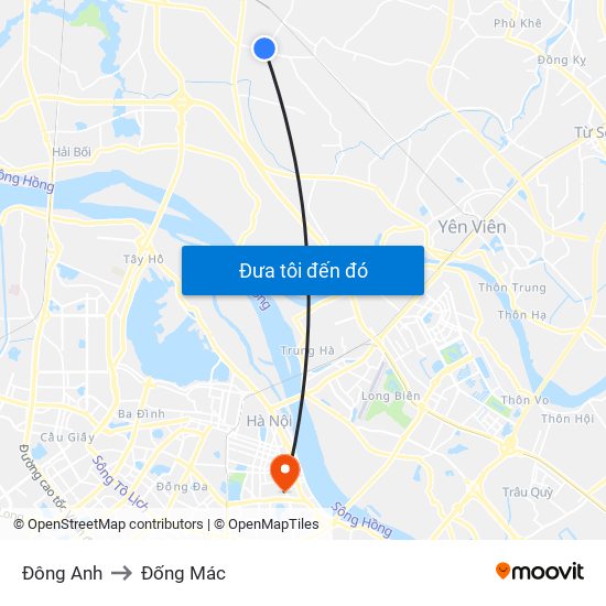 Đông Anh to Đống Mác map